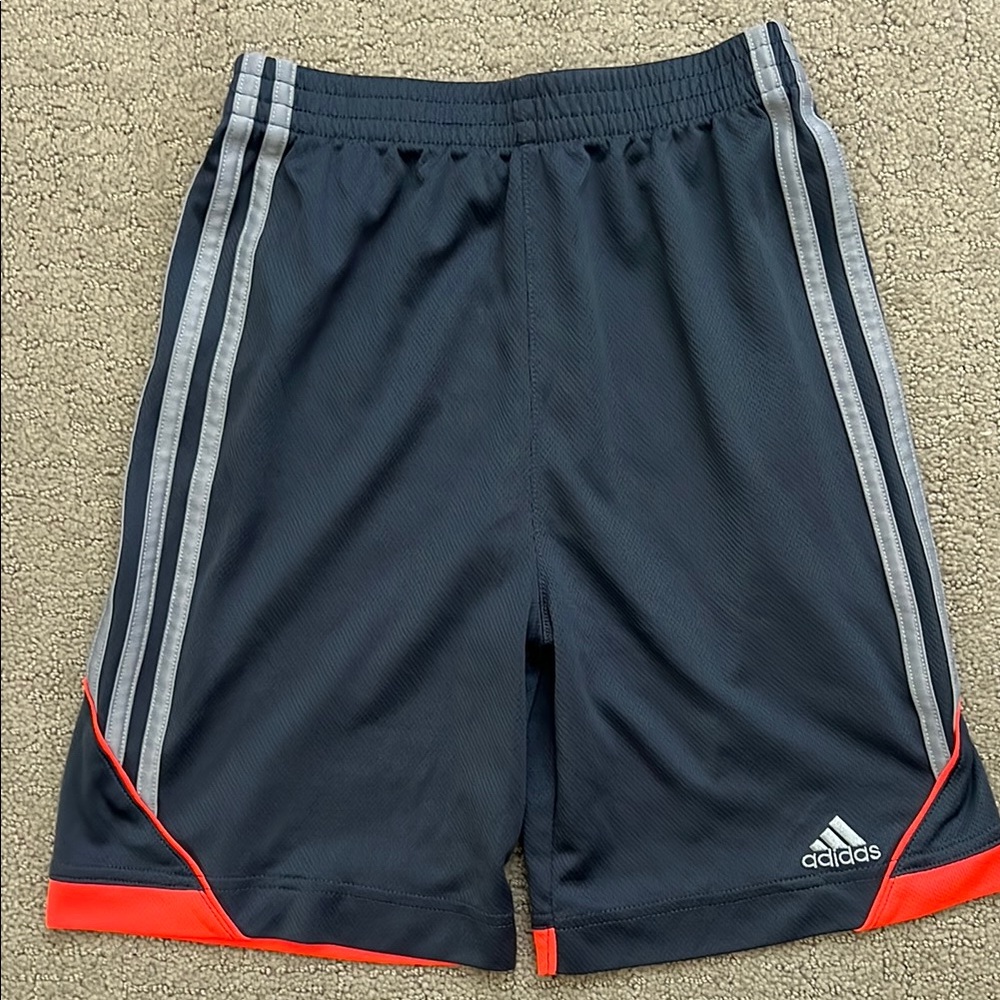 Adidas Kids Gray Shorts with Orange Trim